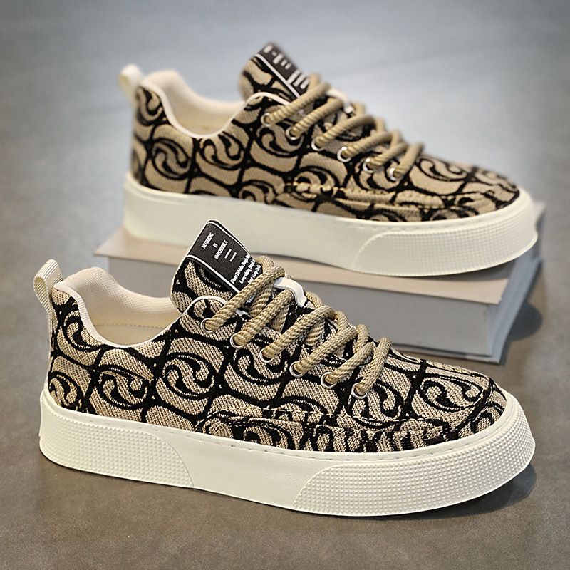 Canvas Zomer 2024 Nieuwe Niche Lage Top Bedrukte Board Heren Dikke Zool Sport Casual Mode Schoenen_voghion.com