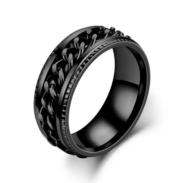 2025 New Arrivals Fashion 8mm Ring For Men Women Stainless Steel Cuban Chain Spinner Fidget Band Release Anxiety Rings Jewelry Wholesale_voghion.com