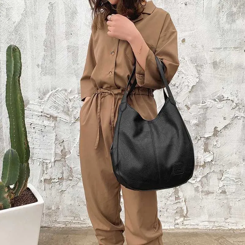 Women Vintage Shoulder Bag Designers PU Leather Handbags Female Top-handle Hobo Bags Fashion Brand Large Capacity_voghion.com