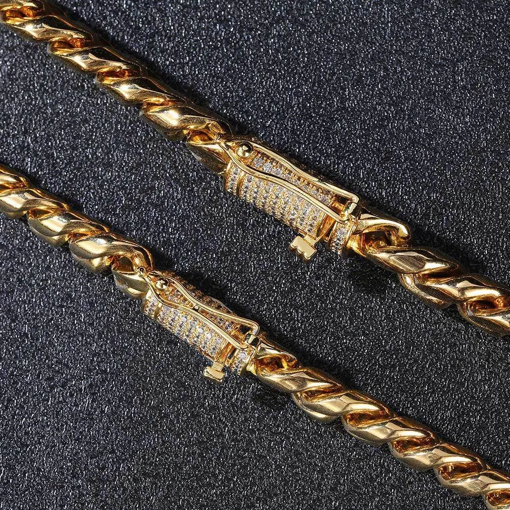 Zircon Cuban Chain Bracelet For Men Gold Plated Dragon Bangle_voghion.com