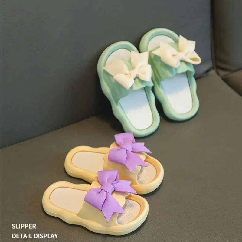Summer Kids Home Anti Slip Soft Sole Girls Bath Slipper Cartoon Cute Wer Bow Princess Slippers Children Beach Shoes_vogvips.com