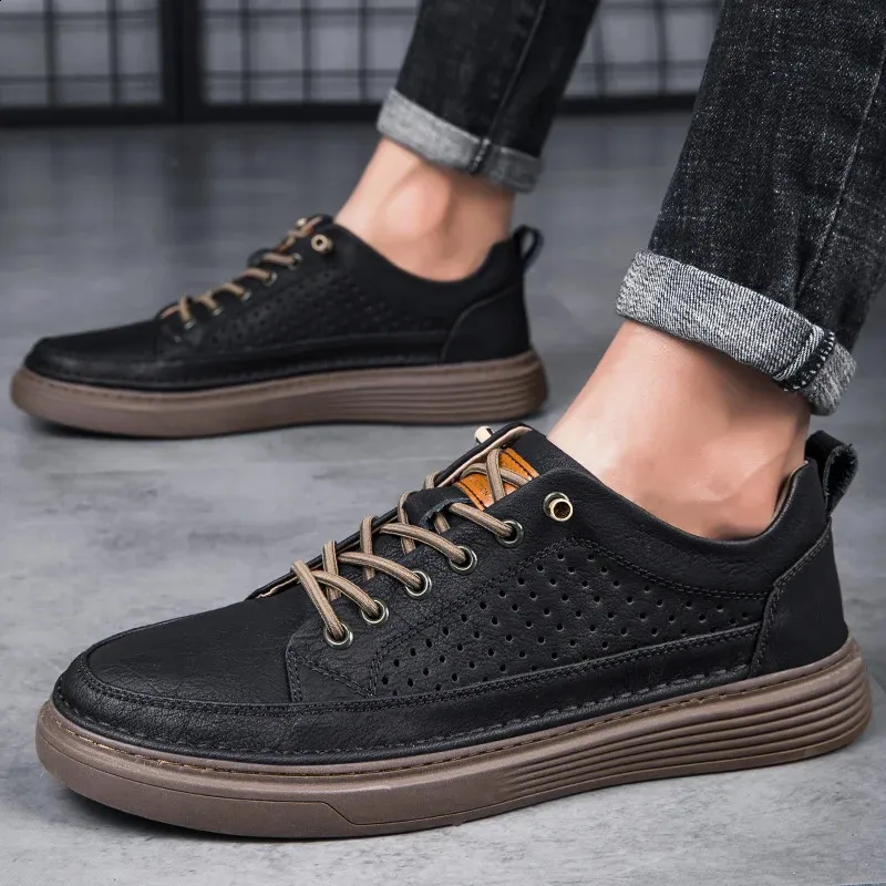 Abnkarwin Homens Couro Casual Sapatos Baixos Clássico Moda Primavera Verão Outono Inverno Tamanho Grande 47 240702_voghion.com