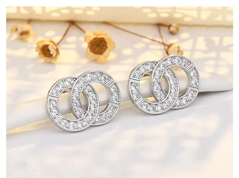 Boucles d'oreilles haut de gamme en zircon plaqué or pour femme, style célébrité d'Internet_voghion.com