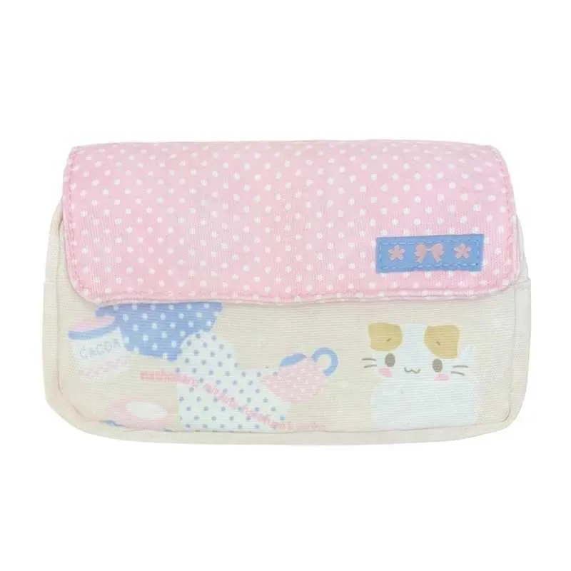 Masyumaro fluffy Fuwa Nyanko cat case for cute pencil bags in school Kawaii storage organizer makeup cosmetics bag_voghion.com