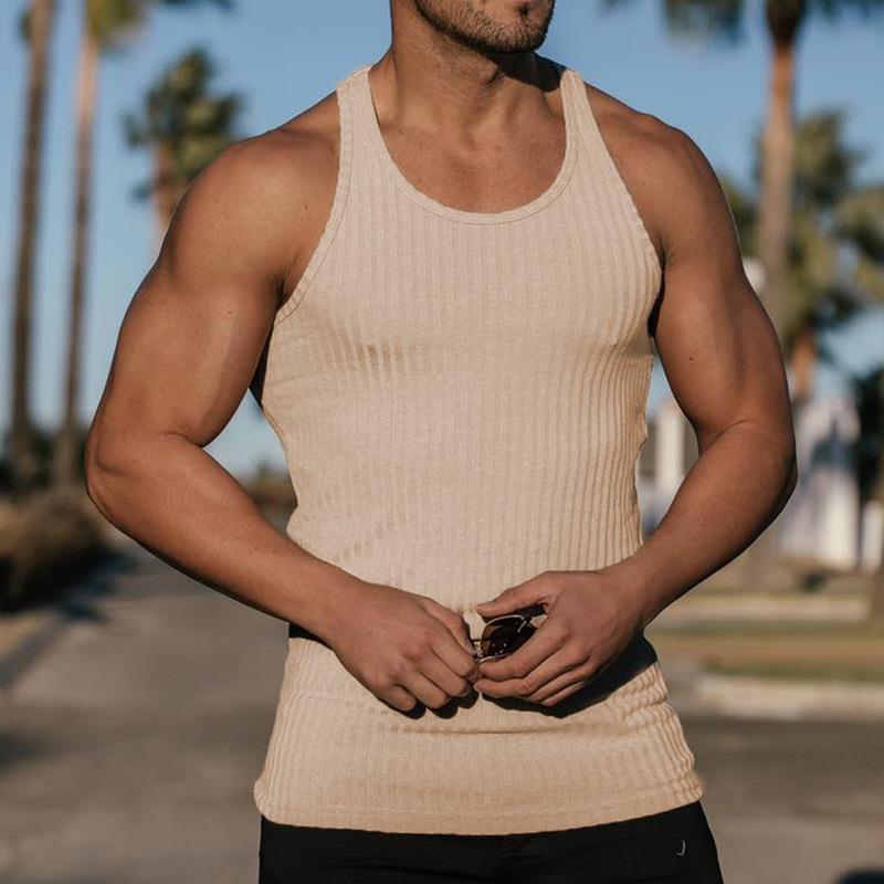 men's clothing new summer knitted solid color fitness sports slim fit vest men's clothing_voghion.com