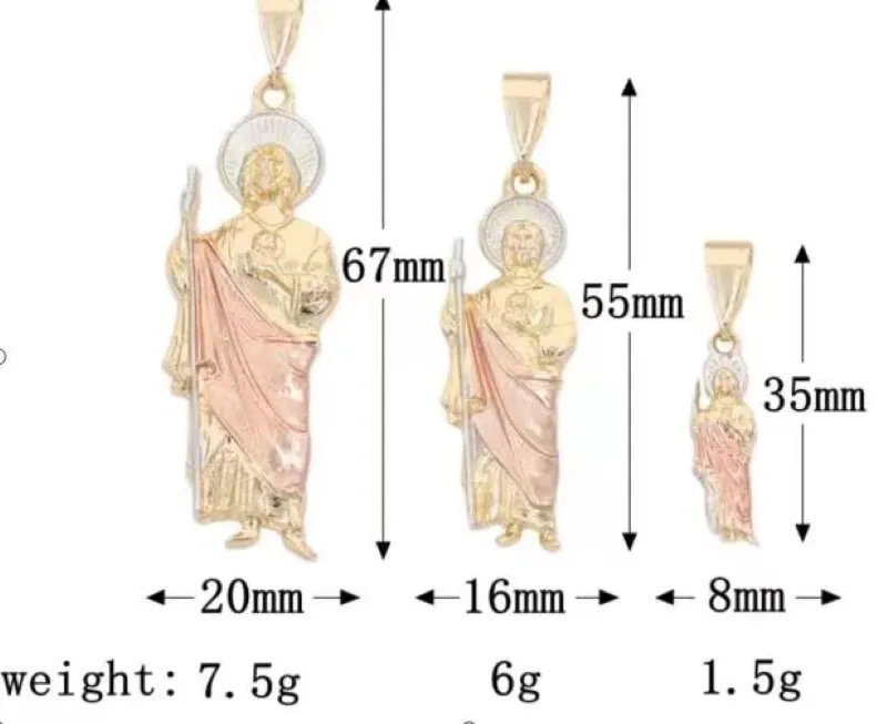 Collane con ciondolo verde rosa oro colore collana San Judas Tadeo 3 misure per uomo donna regali gioielli religiosi_voghion.com