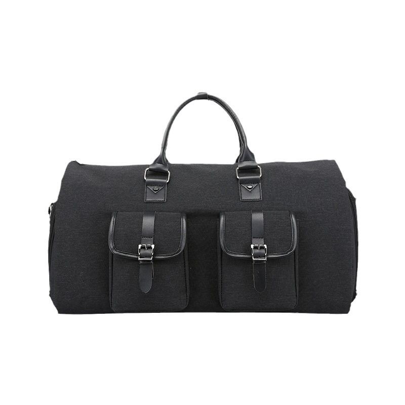 Schwarze neue faltbare Aufbewahrungsreisetasche mit großem Fassungsvermögen, modische wasserdichte Fiesstasche,_voghion.com