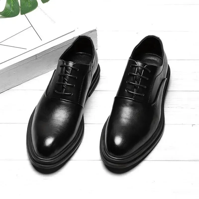 Oxford-Schuhe fürs Büro, spitz, schwarz-braun, mit Spitze, formelle Hochzeitsschuhe für Herren, 569 240911_voghion.com