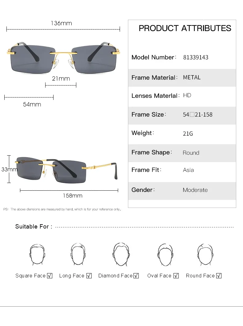 Leopard Frameless multiple styles Men Fashion Trend Street Shooting Sunglasses Women Personality business affairs Mirror_voghion.com