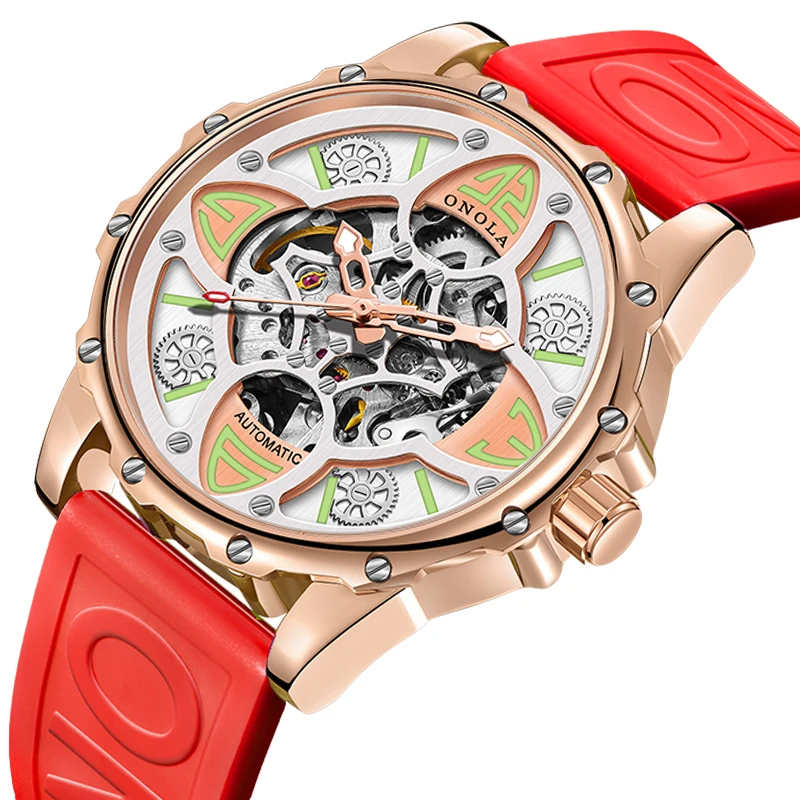 Orologio da uomo ONOLA, moda, alta qualità, completamente automatico, in silicone impermeabile, con cinturino in silicone._voghion.com