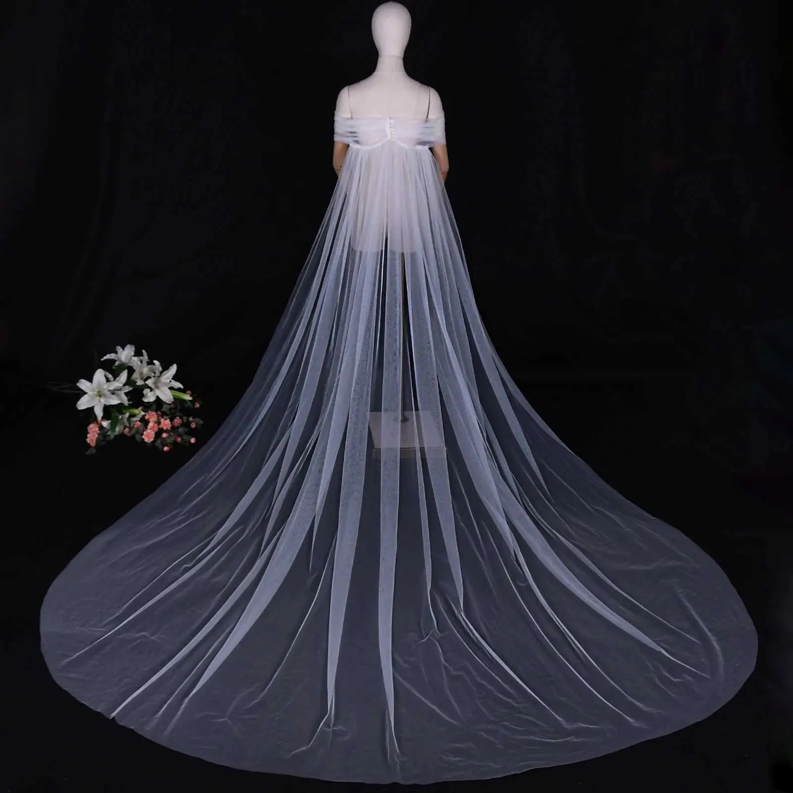 Gioielli per capelli VG87 Cathedral Bridal Cape Velo Bolero Giacca Donna Taglie Forti Scialle Accessori sposa Cappotto da sposa_voghion.com