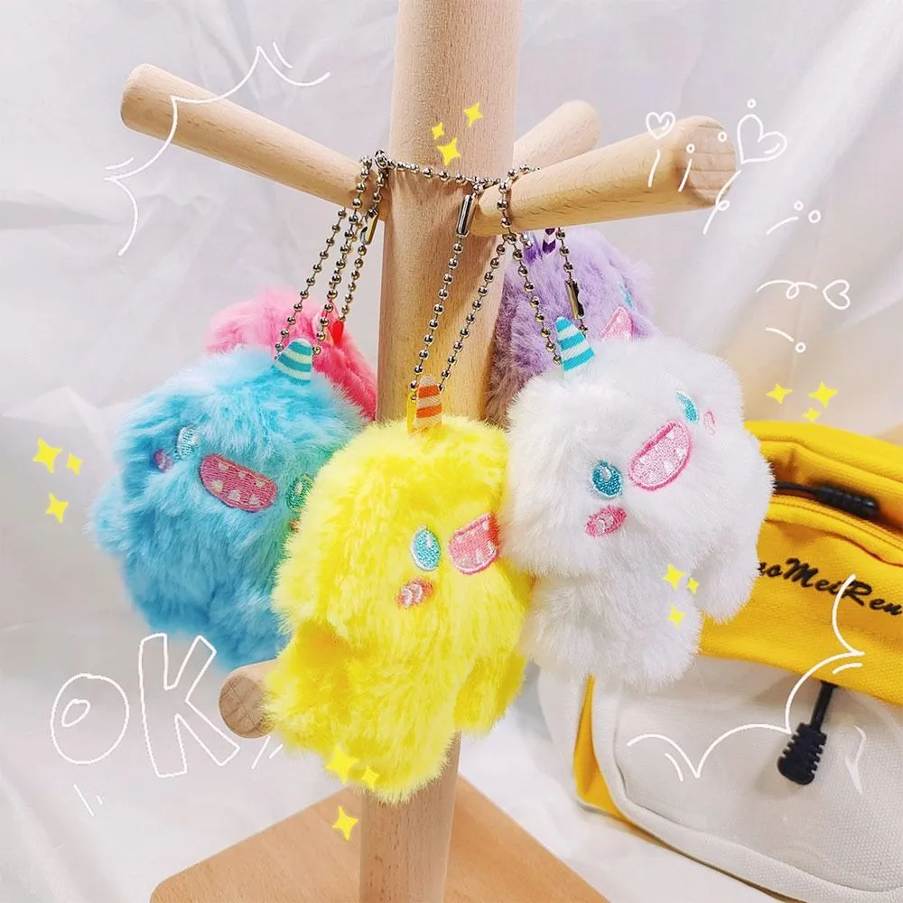 1Pcs Cute Cartoon Fuzzy Plush Phone Key Beaded Keychain For Anti-Lost Chain Hanging Jewelry Bag Accessories_voghion.com