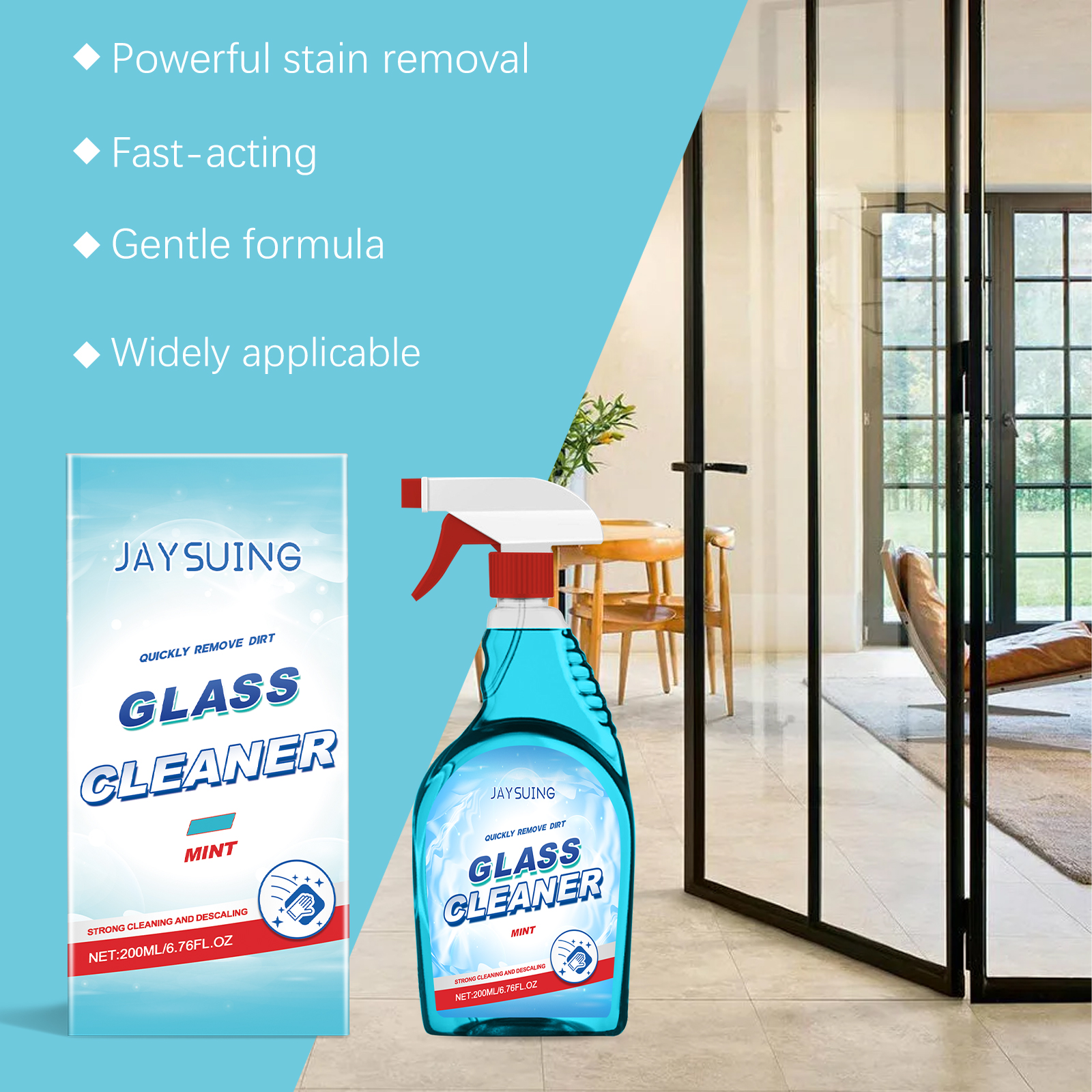 Jaysuing Peppermint Glass Decontamination Cleaner Removes Oil And Dust To Clean Stained Glass Crystal Clear_voghion.com