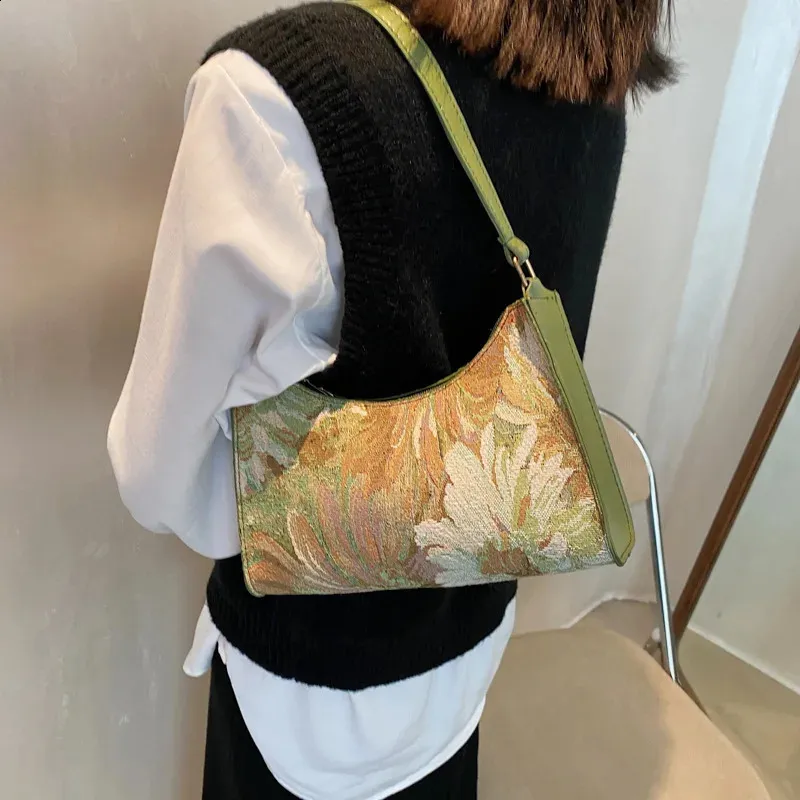 Moda Vintage Donna Olio Dipinto Spalla Signore Semplice wer Femminile Ascella Hobos Borse Piccola Frizione Borsa Tote 241120_voghion.com