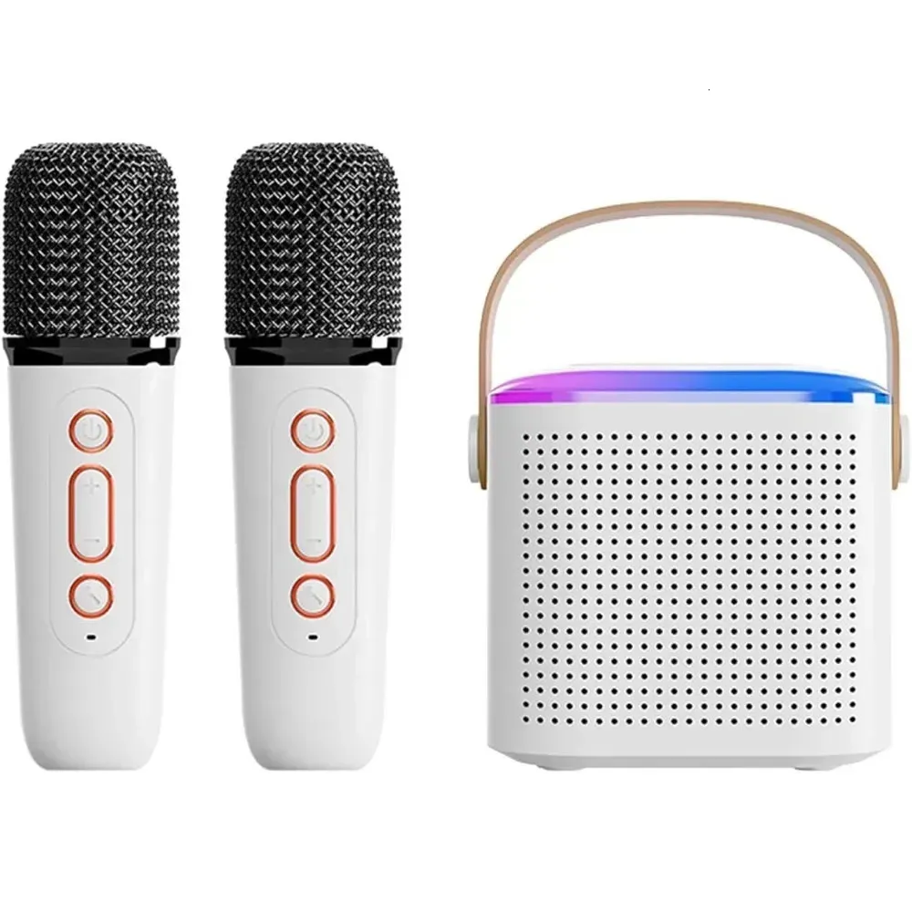 Microphone Portable Bluetooth Karaoke Speaker With 2 Wireless Handheled Microphones For Home Party 240621_voghion.com