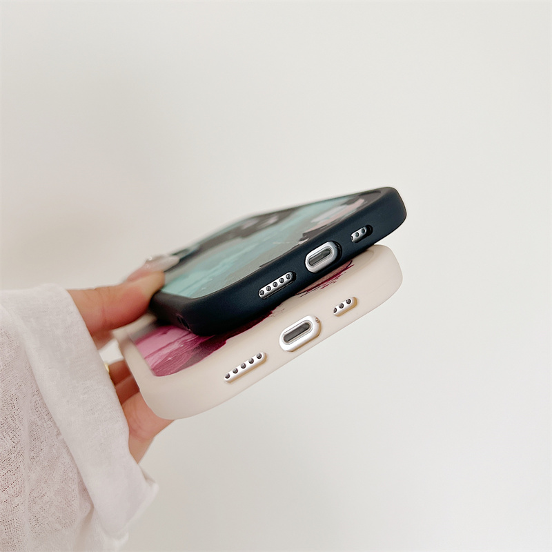 E Schutzhülle fir iPhone 15 14 PLUS 13 12 11 Pro X XR XS Max 7 8 SE 6S 6 Plus Kloer, léif, ästhetesch, Landschaftsmolerei, Telefon_voghion.com