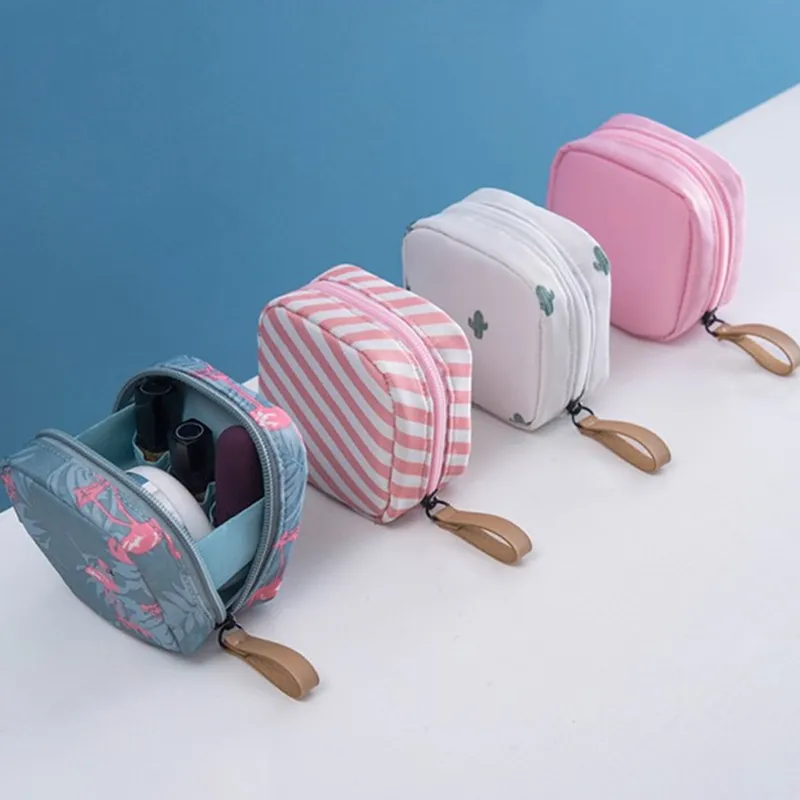 Mini Flamingo Solid Color Travel Toiletry Storage Cactus Beauty Makeup Cosmetic Bag Organizer Special Offer_voghion.com