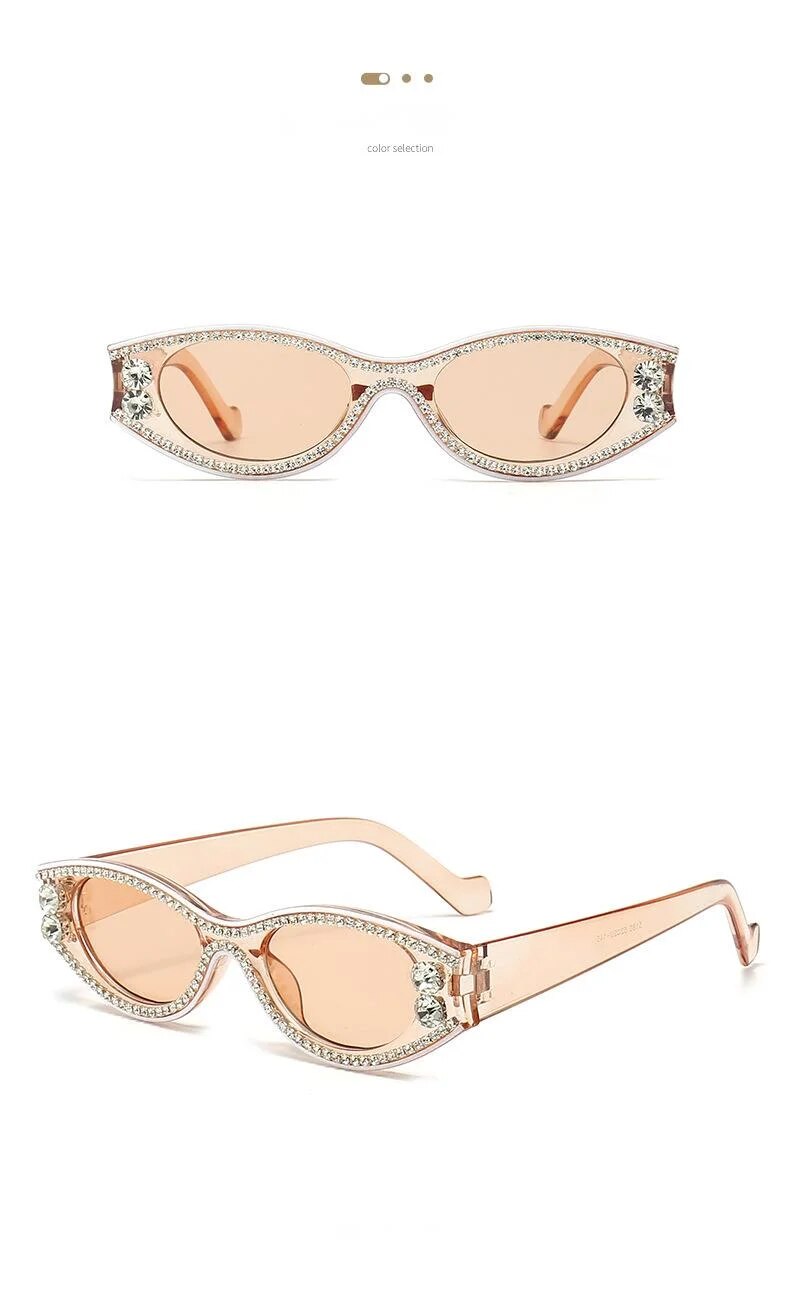 Ochelari de soare personalizați cu fotografie de stradă, cu cadru mic, ochi de pisică, culoare bomboane, la modă, pentru femei_voghion.com