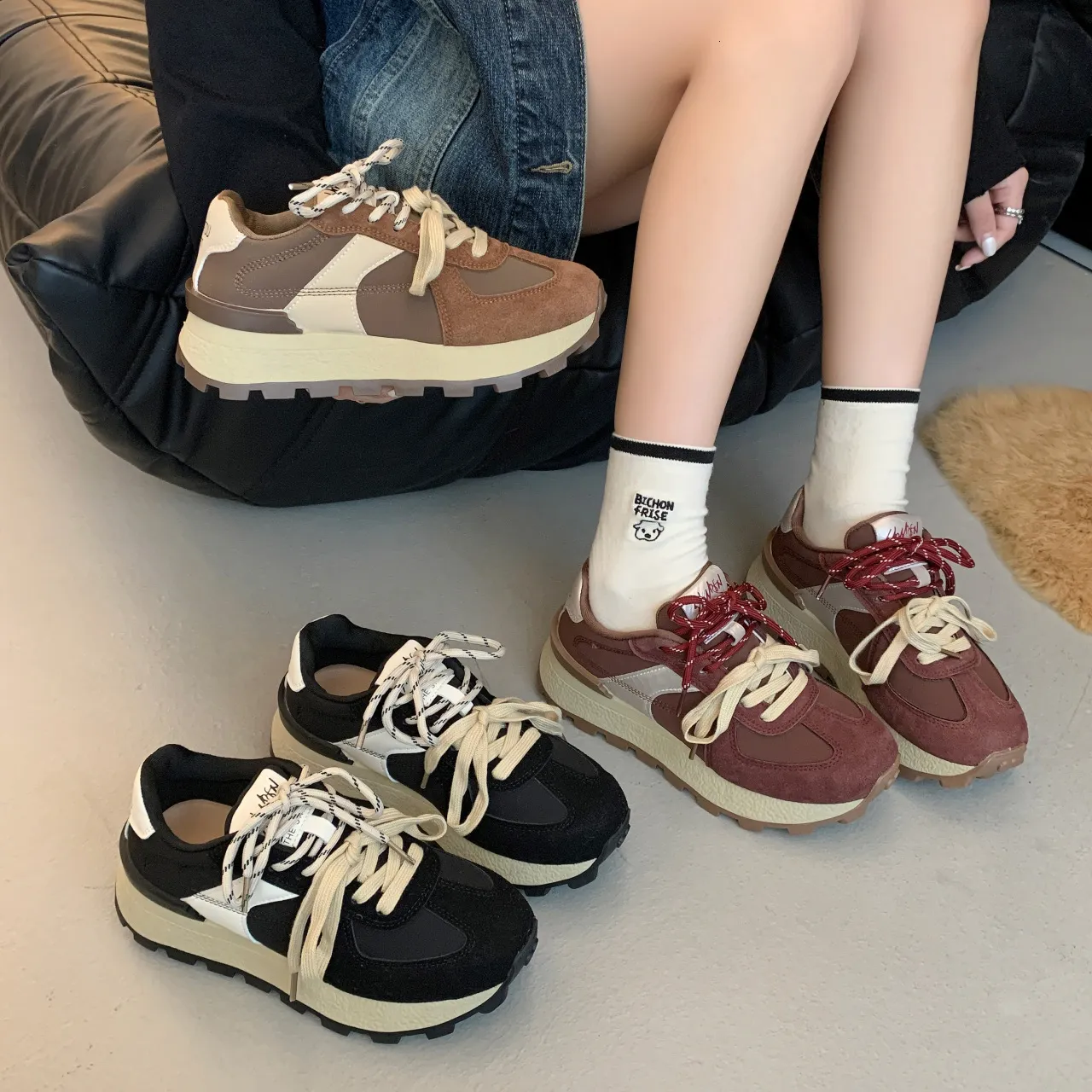 Height Increasing Running Shoes For Women Thick Sole Trainers_voghion.com