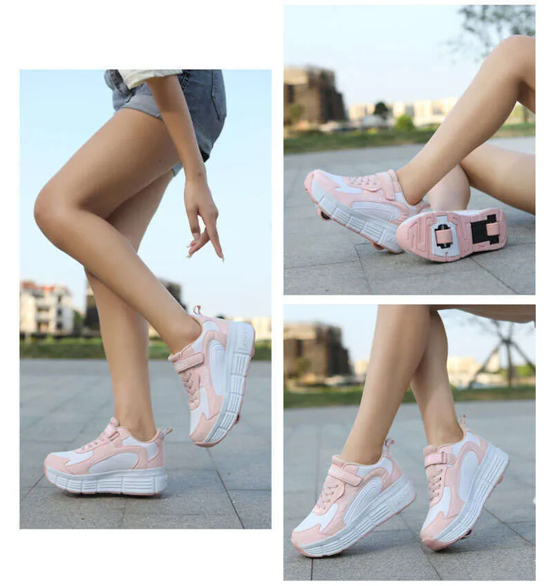 Roller Sneaker Outdoor Indoor Skating Detachable Kids Skates Breathable Blade Boy Flying Shoes Gear White 32_voghion.com