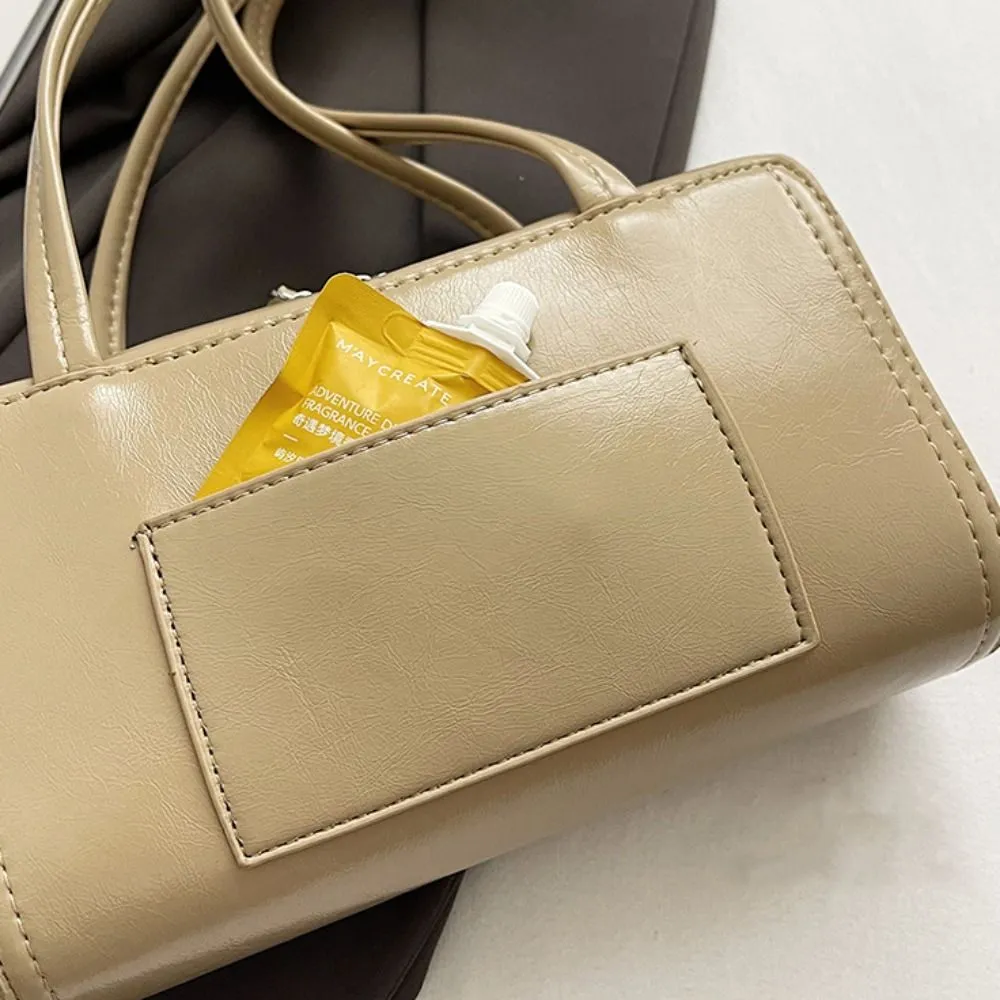 Borsa a tracolla piccola quadrata in pelle PU stile coreano con auricolari, tinta unita, alla moda, per ragazze/donne_voghion.com