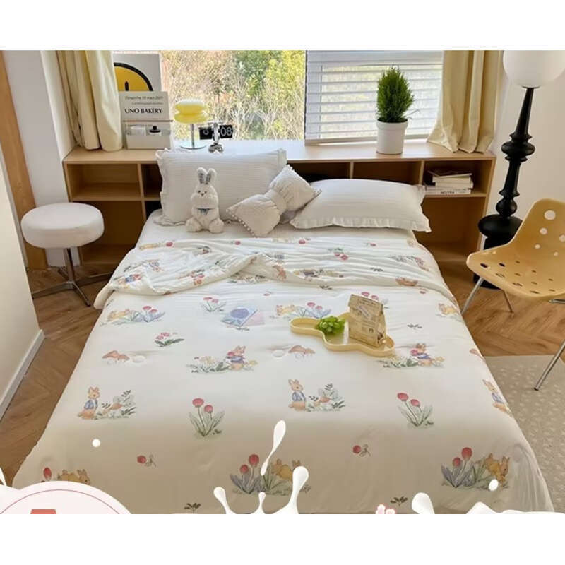 Couverture d'été en coton tricoté pour enfants, motif dessin animé, douce, épaisse et chaude, en fibre de haricots, pour le printemps, l'automne et l'hiver_voghion.com