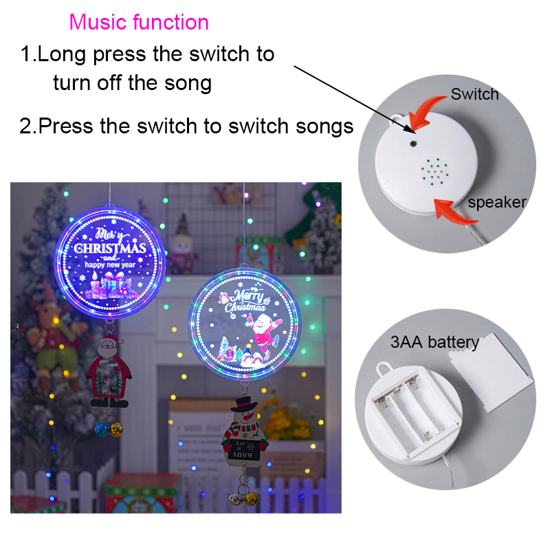 Navidad Ornaments Χριστουγεννιάτικη λάμπα LED με βεντούζα και μουσικό παράθυρο, κρεμαστό φωτιστικό τοίχου, νεράιδα για διακόσμηση πάρτι στο σπίτι_voghion.com