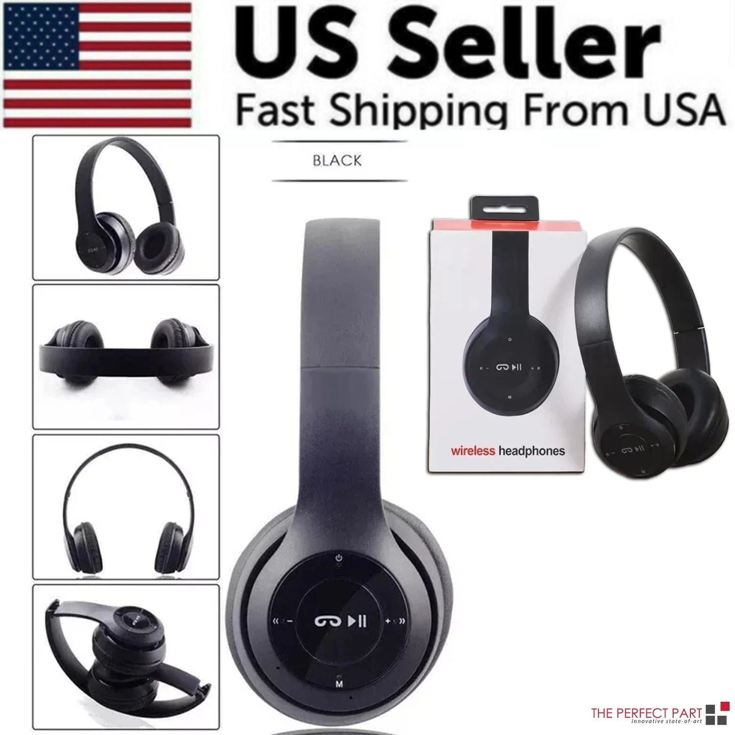 Wireless Bluetooth 5.0 Headphones Headset Over Ear FM Radio Mic Foldable TF Card_voghion.com