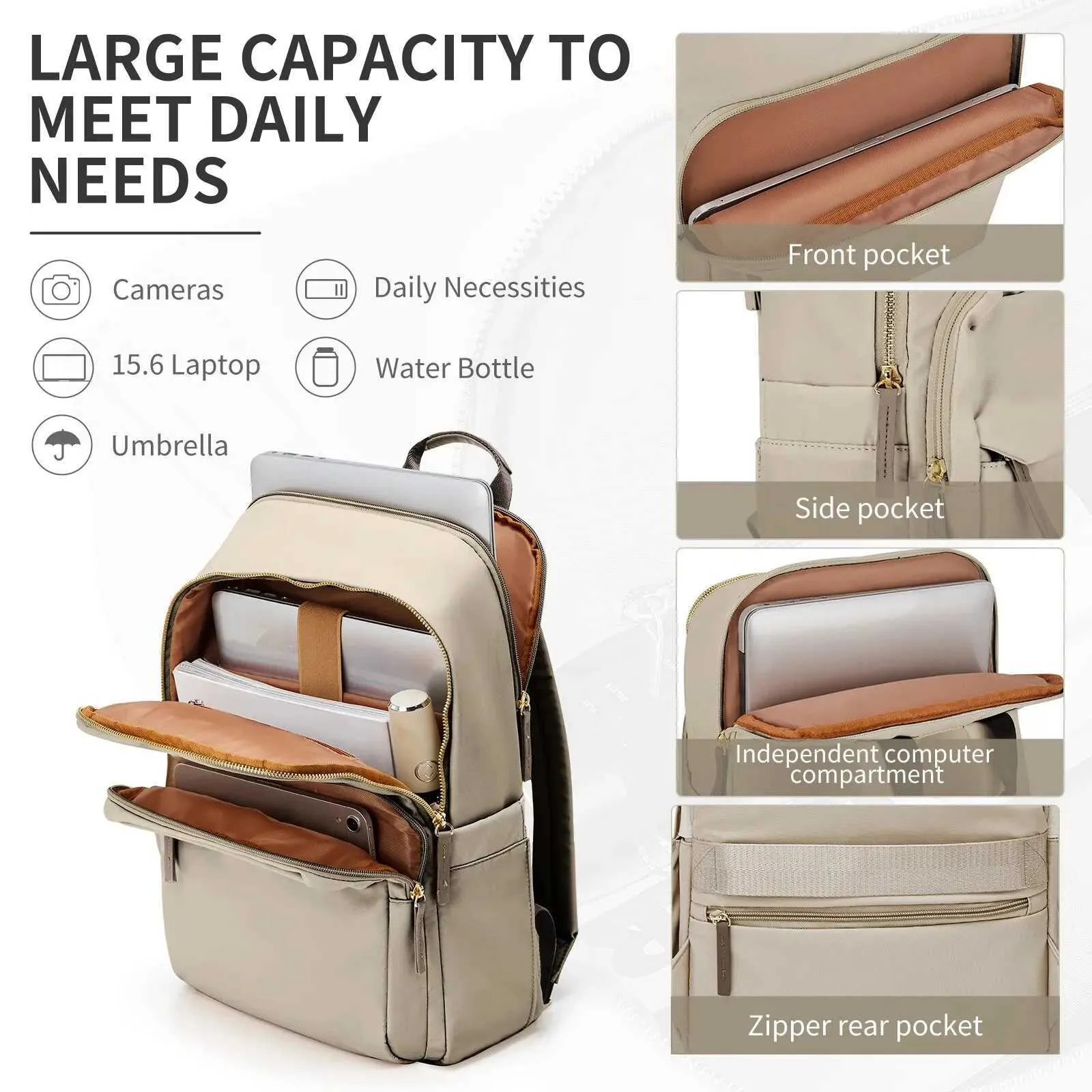 Likros for Women Fashion Travel Work Bag Business College Backpack with Laptop Compartment Anti Theft BackpackC241031_voghion.com