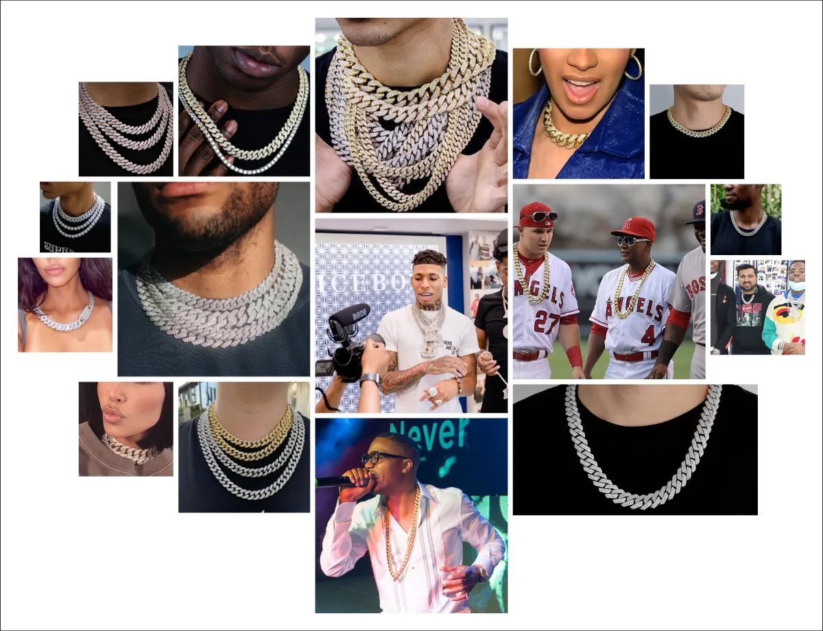 Diamond Pass Tester Aranyozott Sier Hip Hop Iced Out Moissanite Női Vastag Nyaklánc Miami Kubai Linklánc Férfi_voghion.com