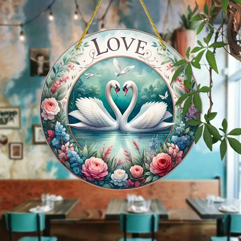 8in Swan Love Suncatcher - Clear Acrylic Valentine's Decor For Wreaths & Windows - Romantic Wedding Gift_voghion.com