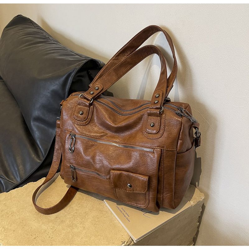 Einzelner Schulter Crossbody Business Gepäcktasche große Kapazität weibliche Tasche lässig Retro Reise Handtasche_voghion.com