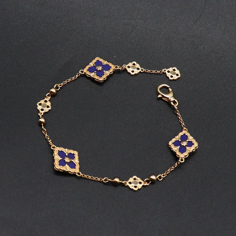 Clover Charm Bracelet Gold Vintage Ethnic Style Link Chain Bangle_voghion.com