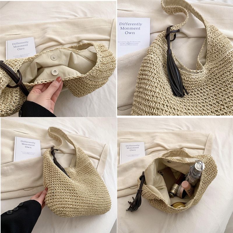Neu Sommer Frauen Reise Stroh Taschen Rattan Schulter Crossbdoy Handarbeit Gewebt Strand Tasche Weiblichen Große_voghion.com