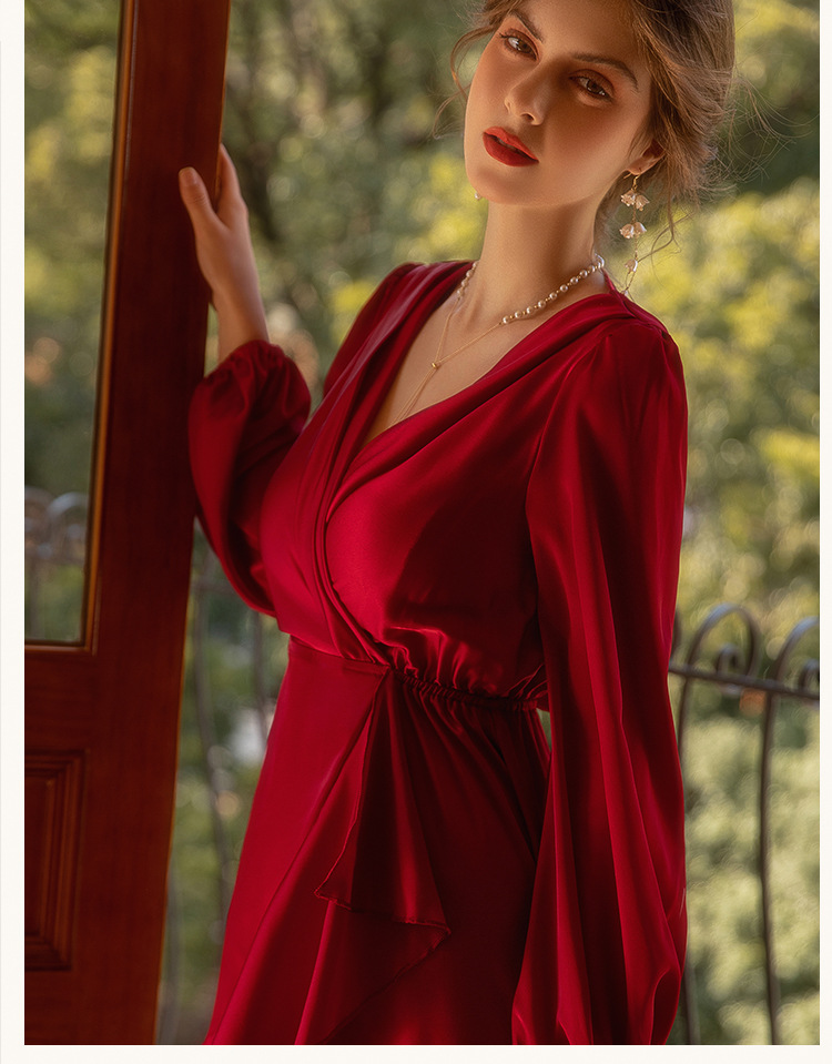 Nachtkleding voor dames Dames kamerjas Bruidsmake-up Bruids satijnen lange badjas_voghion.com