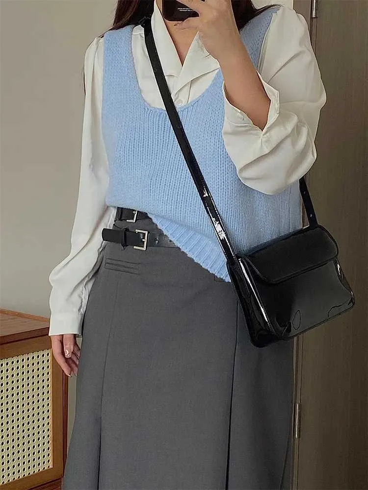Weinrot PU Unterarm 2023 Neue Damen Vintage Lack Leder Glänzende Schnalle Einzelne Schulter Tasche Elegante Crossbody Ba241210_voghion.com