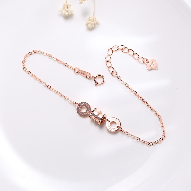 Wanying Women’s Pure Silver Double Circular Chain Link Bracelet_voghion.com