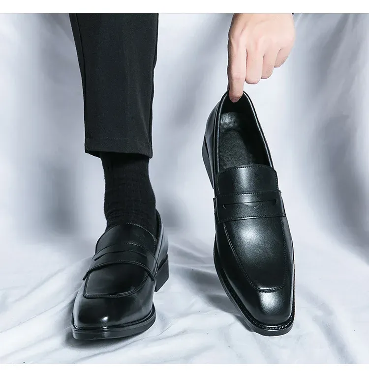 Mode Penny Slip On Loafers Leder Männer Einfache Spitzschuh Kleid Business Anzug Casual Party Hochzeit Schuhe Für Man2024_voghion.com