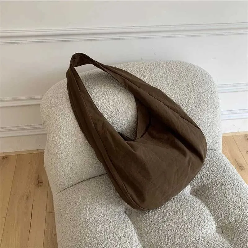 Grande borsa a tracolla retro in tela per donna stile hobo_voghion.com