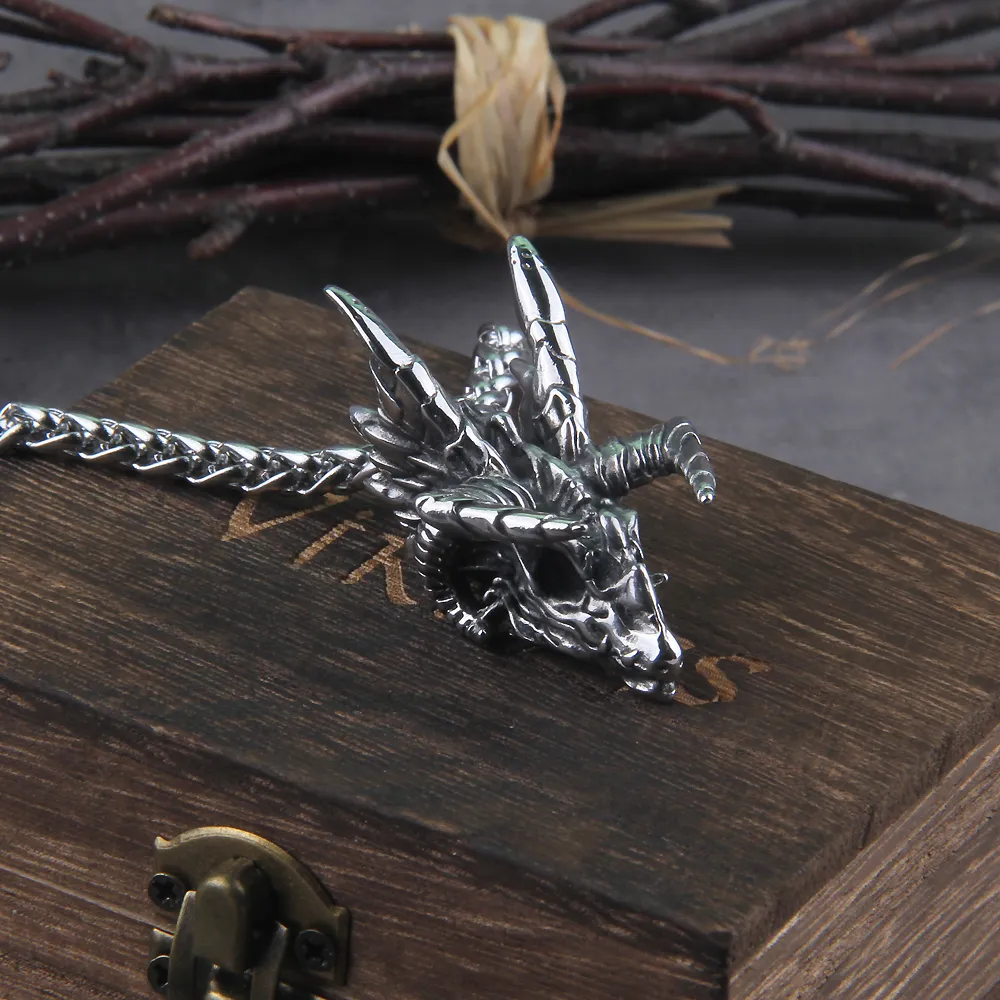 Collane con ciondolo Drago Gioielli in acciaio al titanio Testa di animale Collana Punk Uomo Accessori GioielliPendente Sidn22_voghion.com