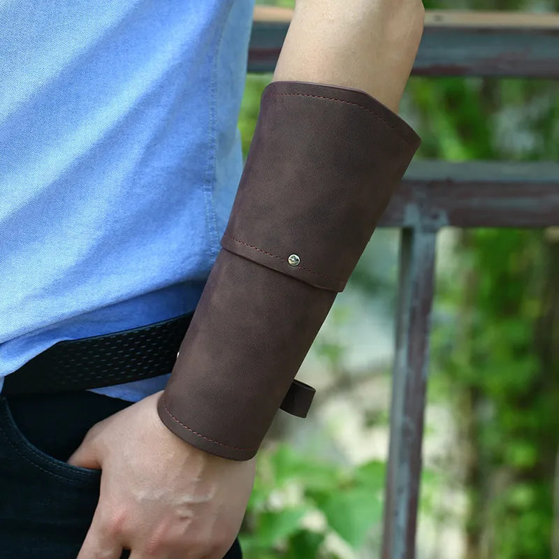 Nuovo Moda Punk Marrone Nero Uomo Pelle Largo Polsino Bracciale Braccialetti Pulseira Masculina Bracciali Braccialetti Spilla_voghion.com