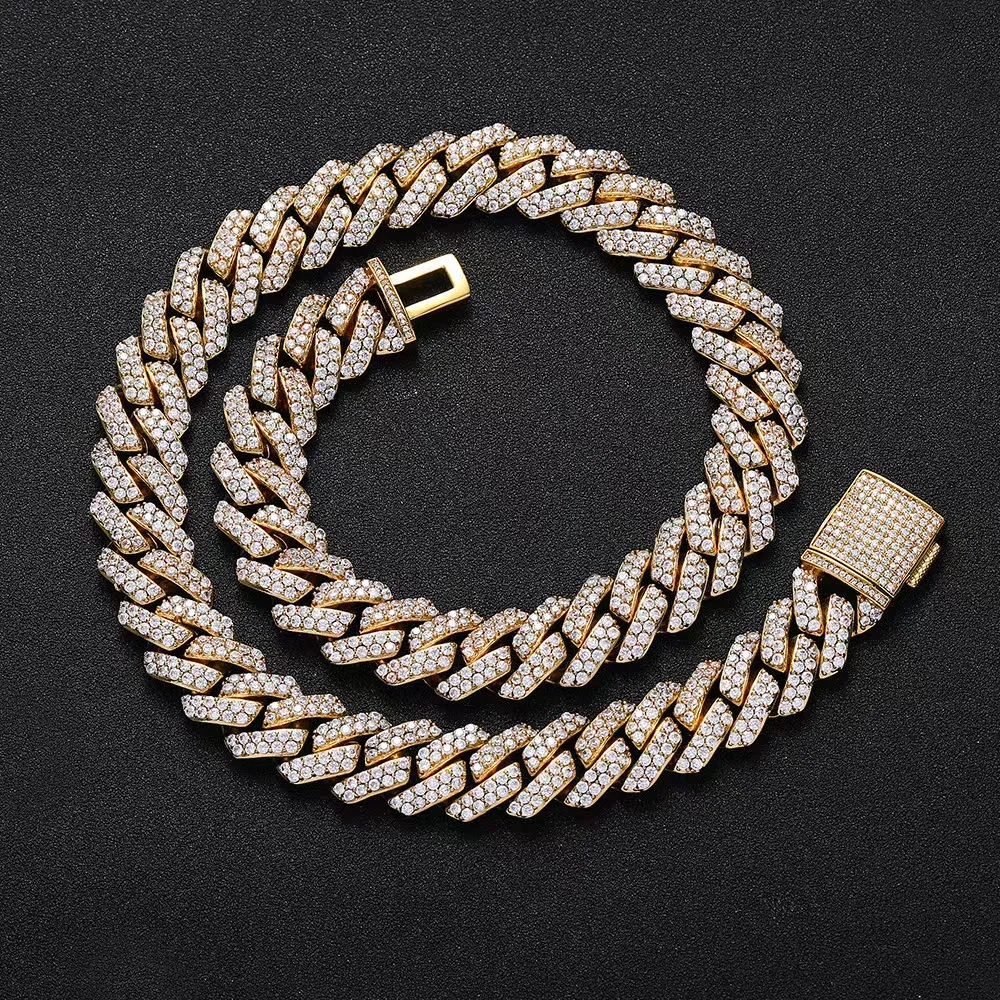 Anhänger Halsketten Designer für Männer Feiner Schmuck Pass Diamant Tester Iced Out Miami Halskette Sterling Silber 14mm Cuban_voghion.com