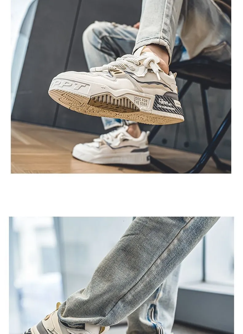 Grote vrijetijdssport heren dikke zool hoogteverhogende leren oppervlakte 46 maat boardschoenen_voghion.com