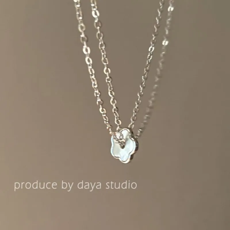 Collane con ciondolo, doppio strato, fiore, collane per ragazza_voghion.com