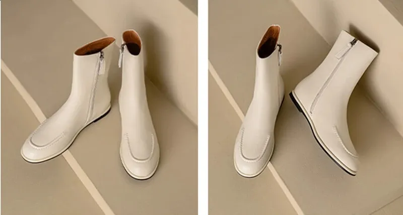 Damen Stiefeletten Aus Echtleder Flache Winter Knight Boots_voghion.com