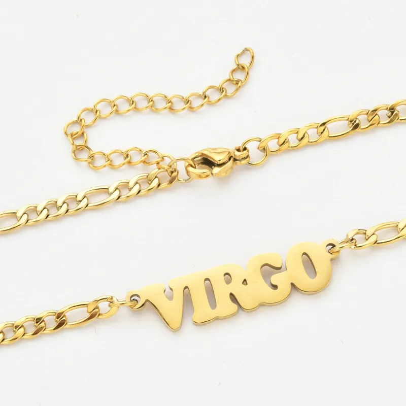 Collier pendentif en acier inoxydable Twee 12 constellations collier lettre ras du cou pour femmes hommes bijoux de cou usine_voghion.com