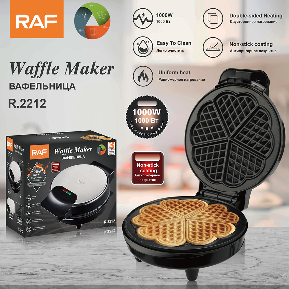 Vafe de mic dejun de uz casnic transfrontalier RAF european și american, complet automat, mini-încălzitor electric cu două fețe_voghion.com