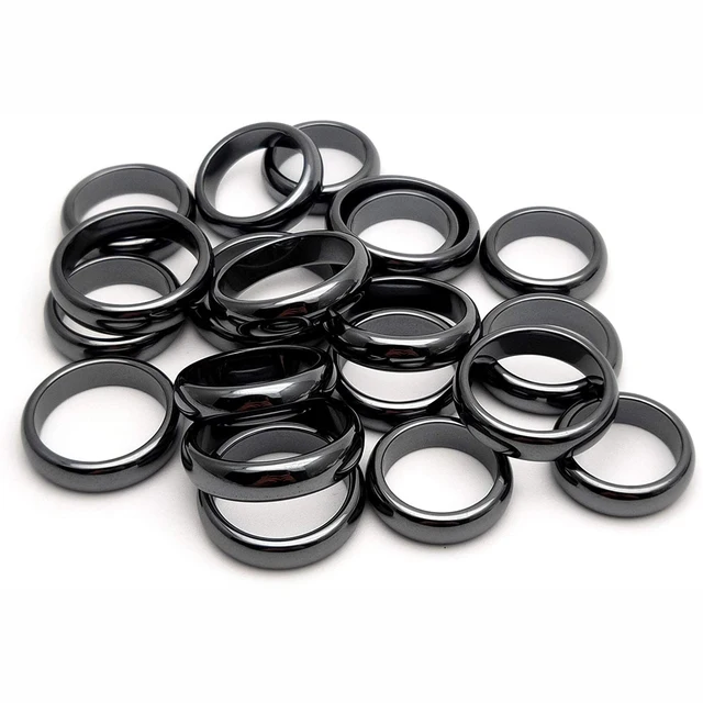 Magnētiskās joslas gredzeni, vintage kristāla pirksti, gludi, apaļš, riņķa hematīta gredzens sievietēm vīriešiem, 6 MM platums_voghion.com