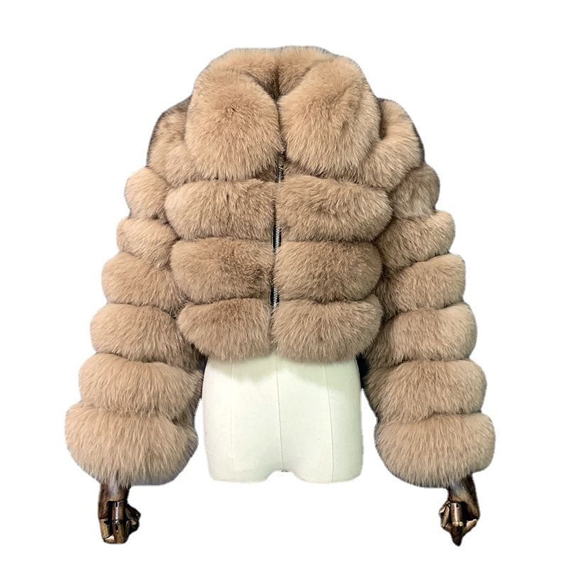 Vêtements pour femmes manches courtes en fourrure pour femmes automne et hiver hauts chauds manteau en peluche tendance_voghion.com