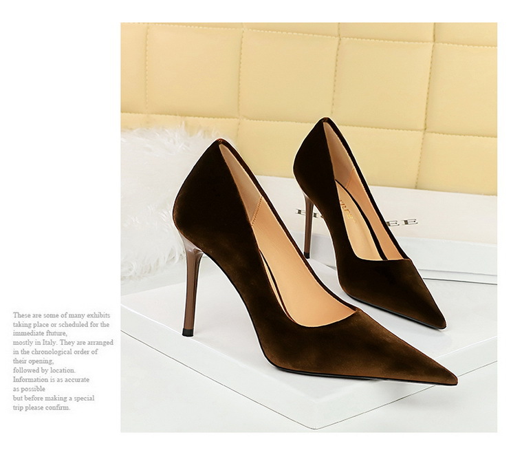3739-5 Scarpe singole a punta con bocca bassa da donna con tacco alto sottile in pelle scamosciata ispessita alla moda e semplice_voghion.com